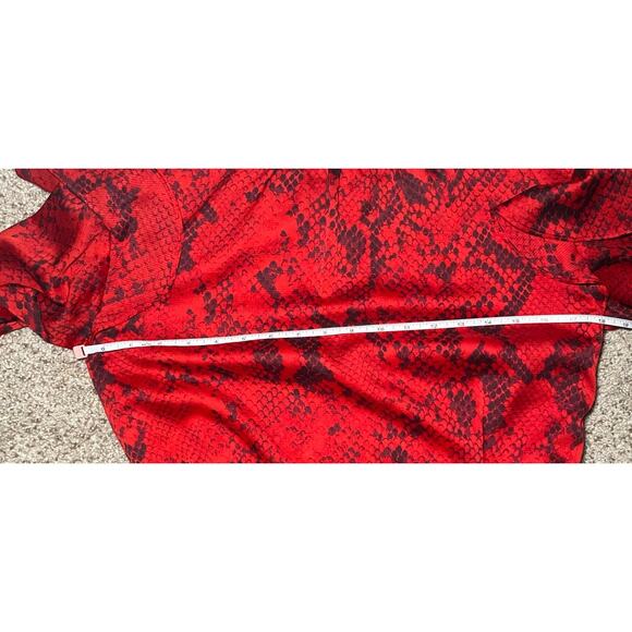 Ann Taylor - Red Snakeskin Ruffle Wrap Dress - XS - Picture 6 of 14